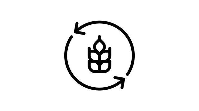 Sustainable agriculture and food production cycle icon animation