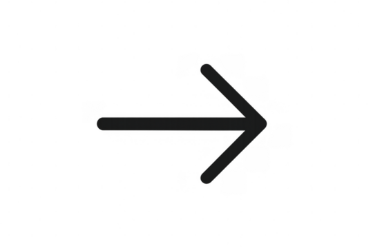 Black right arrow icon indicating direction, navigation, and proceeding forward on a transparent background