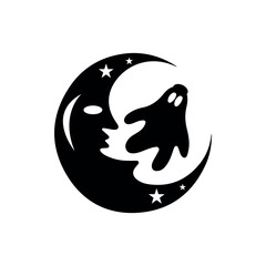 Black Luna Halloween Silhouette Vector.
