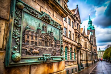 Historic City Hall Plaque - Architectural Detail, Urban History, Civic Landmark