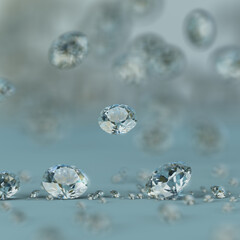 scattering of diamonds on a blue background