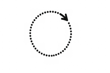 Dotted arrow circle symbol indicating repeat, refresh, loading, or cycle with transparent background