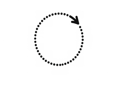 Dotted arrow circle symbol indicating repeat, refresh, loading, or cycle with transparent background