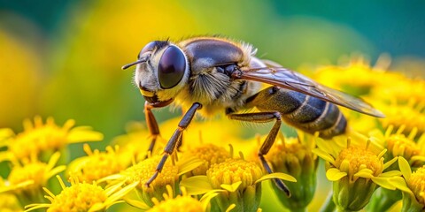 Hoverfly on Ragwort Flower - Macro Photography with Rule of Thirds
