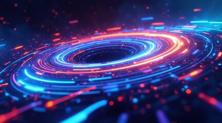 Fototapeta premium A vibrant, swirling vortex of blue and orange light particles, creating a dynamic and abstract representation of motion and energy.