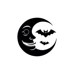 Black Luna Halloween Silhouette Vector.