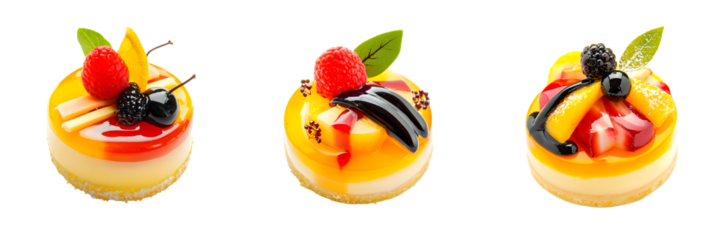 A selection of beautiful, delicious restaurant desserts isolated on a transparent background PNG