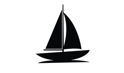 Simple black silhouette of a sailboat on a white background