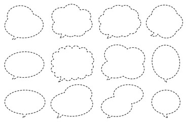 Dotted line speech bubble set – minimal comic style illustration