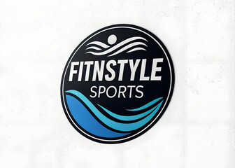 Obraz premium Fitnstyle sports logo design featuring stylized waves and a modern typeface style
