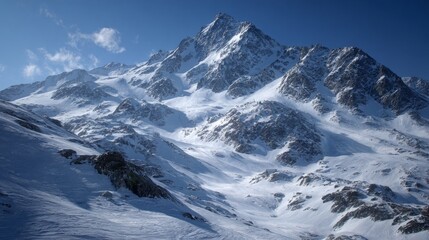 Obraz premium Sunlit slopes: capturing the magic of dombay's early snows. Human touch. Dombay's pristine slopes glint in the sun's warming rays. True story. Honest scene.
