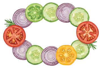 Flat, realistic background showcasing a vibrant assortment of meticulously sliced fresh vegetables, offering a clean, healthy, and organic food preparation aesthetic.