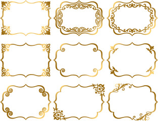 Obraz premium Set of golden figured frames with ornaments S1