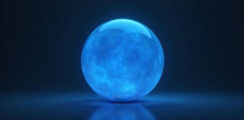 Pulsating Blue Sphere Ethereal Glow in Dark Space, Serenity and Tranquility