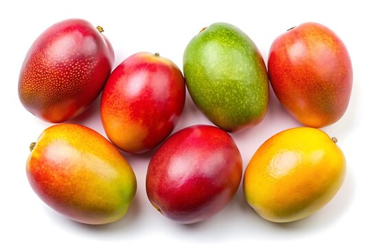 Bunch of mangoes are displayed in a row