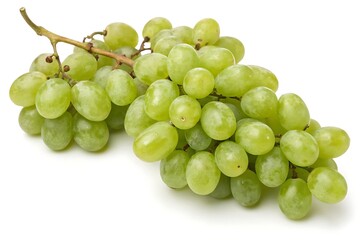 Bunch of green grapes on a white background