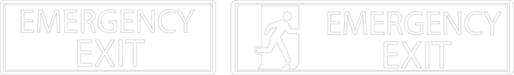 Emergency Exit line art Icon set.illustration of running man and exit door sign. Escape and evacuation symbol.Various exit sign isolated white background.Evacuation and relocation of people to safety.