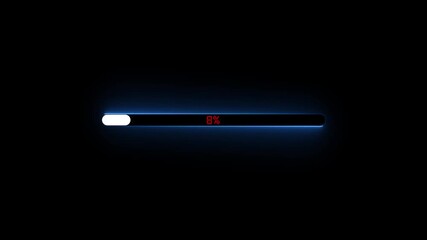 Neon Progress Bar with 15 Percent Loading Status on Black Screen loading bar percentage