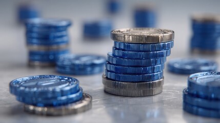 Stacked coins representing the network of tokens in the adaptive token mesh economic framework and financial growth