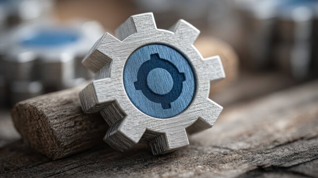 A wooden gear wheel symbolizing mechanisms of change and evolution in adaptive strategy and business development