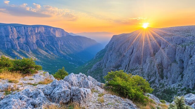 Stunning mountain canyon sunset vista