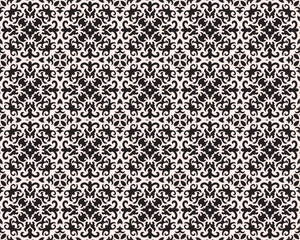 Seamless Ornamental Floral Pattern in Black and Beige Background