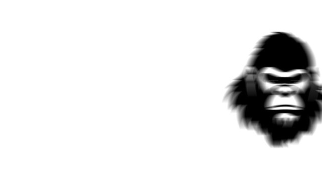 Animation set, gorilla head symbol. Animations: transparency, zooms, transition top to down, transition left to right, slide up to down, slide left to right