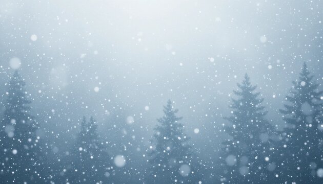Snowstorm effect on a white background, fine snow particles, dreamy winter mood.