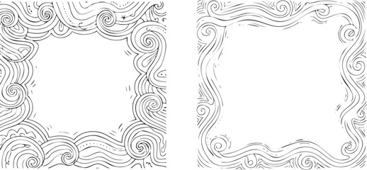 Fototapeta premium Cute Outline with Wavy Hand-Drawn Texture Style