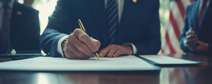 Signing of official legislative document.