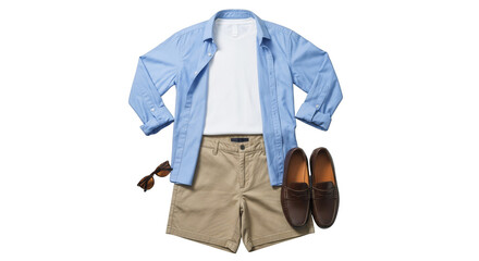 Fresh casual outfit layout on black