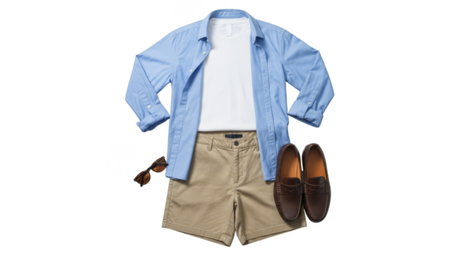 Fresh casual outfit layout on black