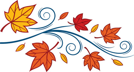 swirling autumn maple leaves vector design element