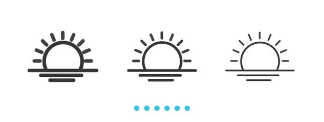 Sunset Icon. Thin line icon vector