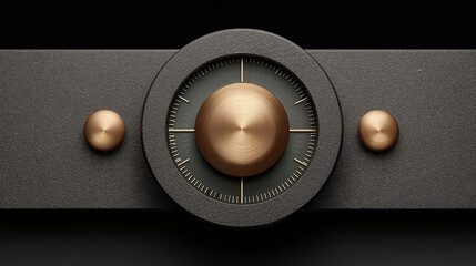 Elegant combination lock dial with bronze knob and gray leather texture. Perfect for security and protection concepts