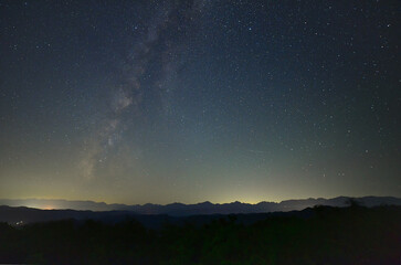 北アルプスと天の川
