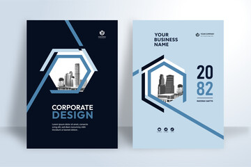 Business Report Cover Template – Blue Geometric Layout (A4)