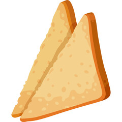 Two Slices Of Triangular Toasted Bread With A Light Brown Crust And A Slightly Uneven Texture Isolated On A White Background