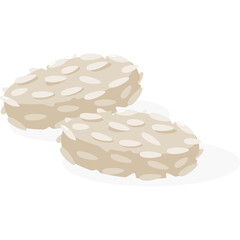 Two Light Brown Oval Shapes With Small White Seeds Embedded On Transparent Background Vector Art