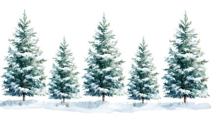 Obraz premium Collection of christmas trees isolated on a white background for festive decor inspiration