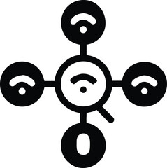 wireless network hub and signal distribution icon
