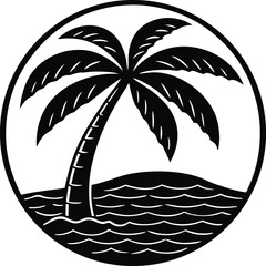 palm tree sunset vector logo