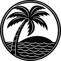 palm tree sunset vector logo