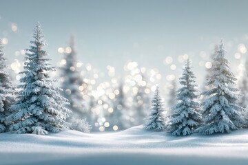 Obraz premium Snow covered pine trees in winter forest