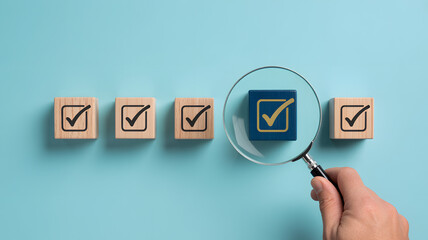 Selecting the perfect option, highlighted with a magnifying glass for clarity