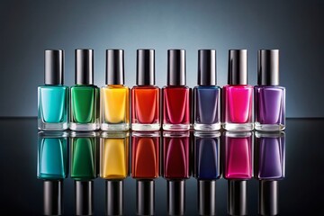 Colorful Nail Polish Swatches on Gray Background - Manicure Inspiration