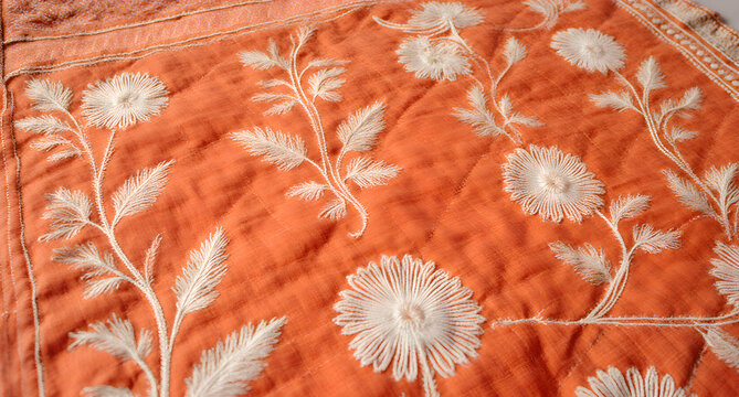Kantha Quilt Floral Detail