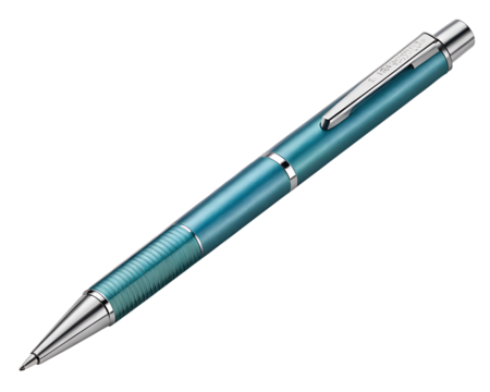 Elegant blue and green marbled design mechanical pencil isolated on transparent background