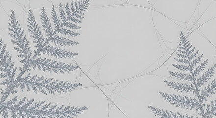 Silver fern fronds on white background for nature themed designs and botanical art projects and invitations