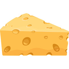 A Slice Of Yellow Swiss Cheese With Round Holes Isolated On A White Background With A Transparent Background Overlay